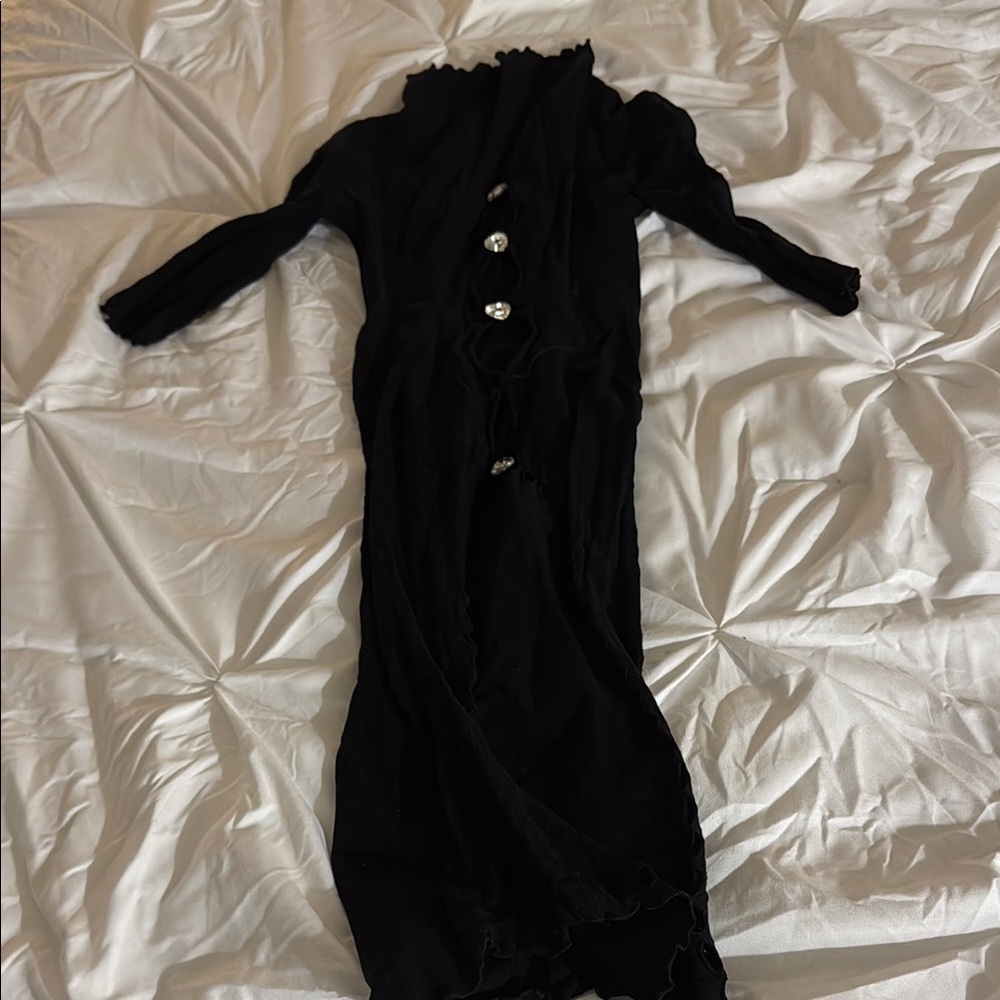 Elegant Black Button-Up Dress